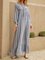 Blue Boho Crew Neck Swing Dresses