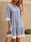 Blue A-Line Crew Neck Cotton-Blend Half Sleeve Dresses