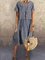 Blue Crew Neck Cotton-Blend Short Sleeve Dresses