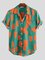 Men‘s Summer Hit Color Printing Chest Pocket Turn Down Collar Short Sleeve Shirts