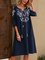 Dark_Blue Tribal Cotton-Blend Short Sleeve Dresses