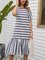Light Gray Crew Neck Shift Short Sleeve Cotton-Blend Dresses