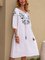 Off White V Neck Cotton-Blend Short Sleeve Dresses