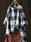 Plaid Cotton-Blend 3/4 Sleeve Shirts & Tops