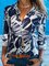 Blue Long Sleeve Printed Shirts & Tops