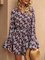 Claret_Red Shift Sweet Floral Long Sleeve One-Pieces