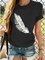 Black Shift Daily Feather Printed Crew Neck Casual Shirts & Tops