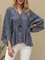 Blue Cotton-Blend Boho Shirts & Tops