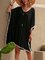 Black Crew Neck Solid Boho Dresses