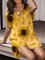 Yellow Simple Short Sleeve Printed Dresses