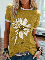 Women Fashion Plus Size Casual Short Sleeve Floral Printed Tee Shirts Tops