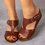 Wedge Heel Peep Toe Slip-On Summer Artificial Leather Slippers