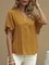 Yellow Short Sleeve Casual V Neck Shirts & Tops