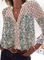 Plus size V Neck Boho Printed Shirts & Tops