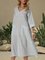 Blue Striped V Neck Swing 3/4 Sleeve Dresses