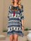 Purplish Blue Half Sleeve Boho Cotton-Blend Tribal Dresses
