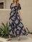 Grey-Blue V Neck Short Sleeve Dresses