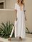 White Short Sleeve V Neck Cotton-Blend Solid Dresses