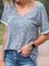 Women Leopard Print V-Neck Short Sleeve Casual Tees