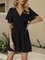 Black Dot Chiffon Short Sleeve V Neck One-Pieces