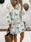 White Cotton Long Sleeve Printed Dresses