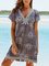 Women Casual Short Sleeve V Neck Printed Dresses