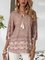 Pink 3/4 Sleeve Tribal Shift V Neck Shirts & Tops