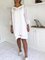 White 3/4 Sleeve Shawl Collar Cotton-blend Linen Dresses