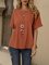 Orange Casual Shift Cotton-Blend Shirts & Tops