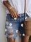 Light Blue Denim Patchwork Printed Casual Pants