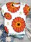 Plus Size Short Sleeve Floral Cotton-Blend Crew Neck Shirts & Tops