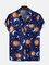 Men's Blue Printed Cartoon Shirt Collar Basic Shirts