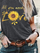 Gray Floral-Print Crew Neck Short Sleeve Casual Shirts & Tops