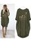 Casual Plus Size Round Neck 3/4 Sleeve Midi Dresses