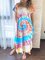 Women Tie-Dye Slit Side Casual Shift Maxi Dresses