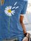 Round neck casual daisy printed short-sleeved T-shirt