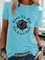 Vintage Short Sleeve Statement Rose Letter Printed Crew Neck Plus Size Casual Tops