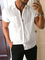 White Linen Casual Plain Shirt Collar Shirts & Tops