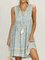 Light Blue Floral-Print V Neck Holiday Dresses