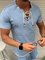 Blue Stand Collar Casual Solid Shirts & Tops