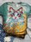 Multicolor Floral-Print Crew Neck Animal Casual Shirts & Tops