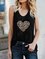 Vintage Sleeveless Statement Leopard Love Printed Plus Size Casual Vest Tops