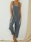 Plus Size Sleeveless Crew Neck Cotton-Blend Floral One-Pieces