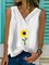 Sunflower Print Sleeveless Cotton Vest Shirts & Tops