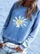 Cotton-blend Floral Printed Crew Neck Tops