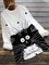 White Casual Cotton Cartoon Floral-Print Shirts & Tops