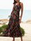Blue-Yellow Crew Neck Floral Boho Dresses