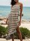 Off White Striped Crew Neck Sexy Cotton-Blend Dresses