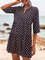 Purplish Blue Floral V Neck Half Sleeve A-Line Dresses