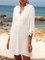 White Solid Casual Dresses